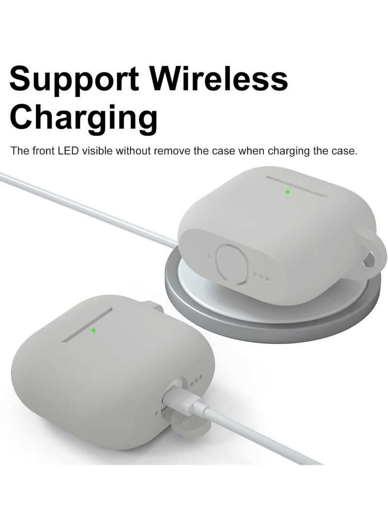 QIRG Silicone Protective Case Cover for AirPods 4/Airpods 4 ANC with Keychain (Grey) - Image 5